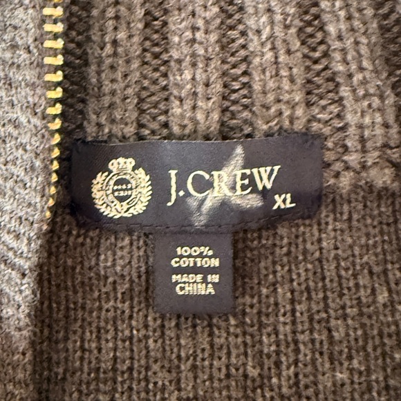 J.Crew Gray 1/2 Zip Mock Ribbed Neck 100% Cotton Sweater XL - Picture 6 of 7